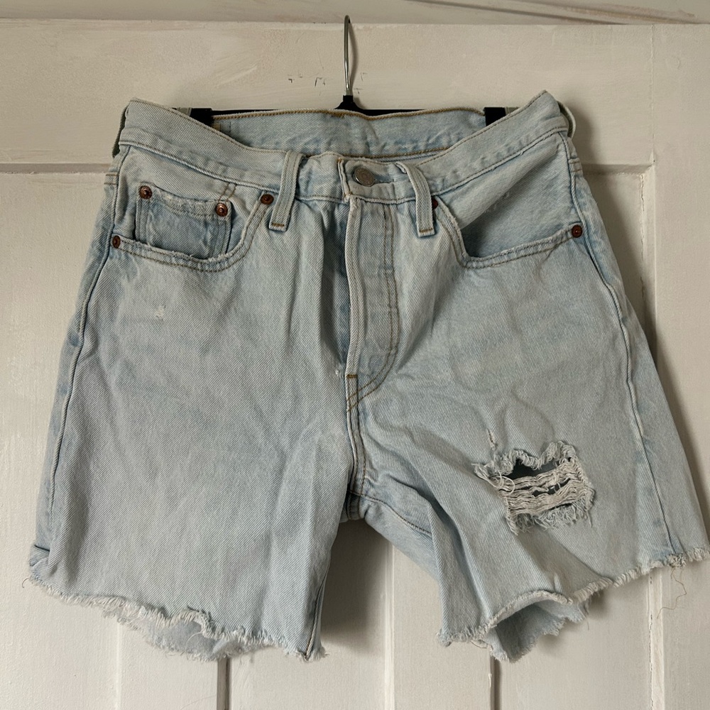 Levi’s Women’s Light Blue Distressed Denim Shorts